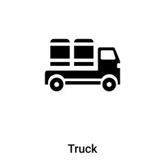 Truck icon vector isolated on white background, logo concept of Truck sign on transparent background, black filled symbol