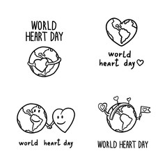 World Heart Day banner set. Hand drawn set of World Heart Day vector banner for web design