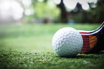 Golf ball with a Golf Club at the outdoor