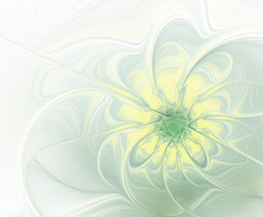 Abstract fractal  flower in pale green and yellow shades