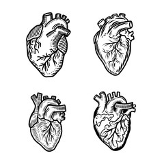 Heart human icon set. Hand drawn set of heart human vector icons for web design
