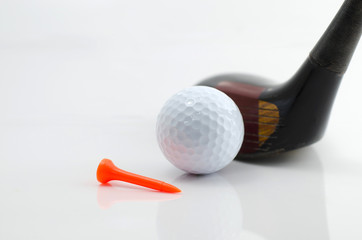 Golf ball with a Golf Club at the outdoor