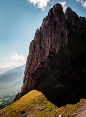 Obraz premium vertical crazy steep mountain rock formation, switzerland