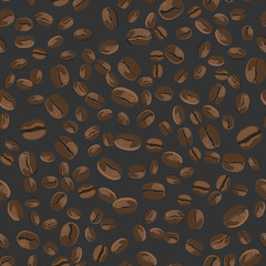Coffee beans seamless pattern background. Vector Illustration