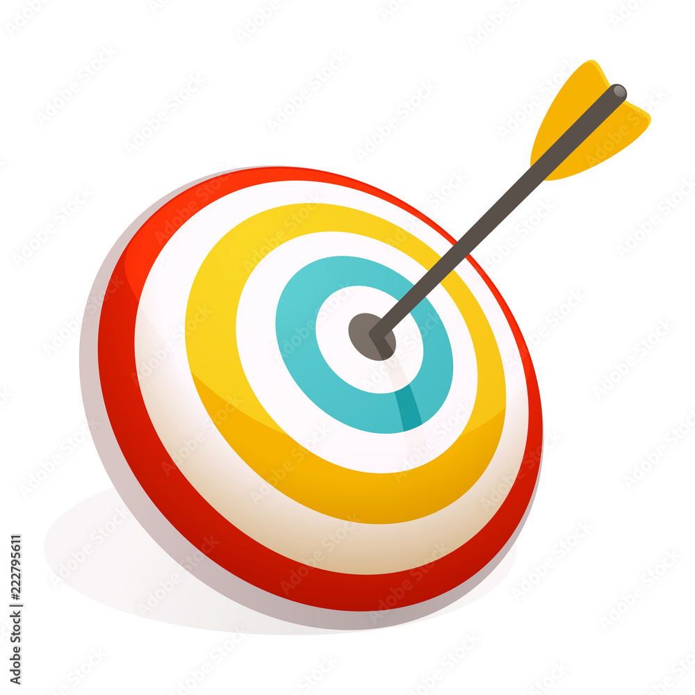 Poster arrow in target icon. cartoon of arrow in target vector icon for web design isolated on white backgr