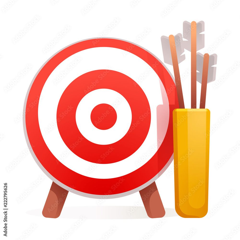 Aufkleber target arrow icon. cartoon of target arrow vector icon for web design isolated on white background