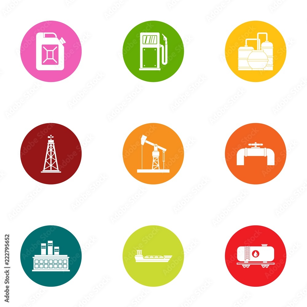 Aufkleber extract the oil icons set. flat set of 9 extract the oil vector icons for web isolated on white back