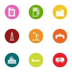 Extract the oil icons set. Flat set of 9 extract the oil vector icons for web isolated on white background