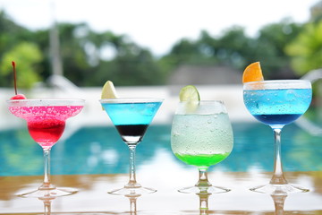 summer drinks at swimming pool