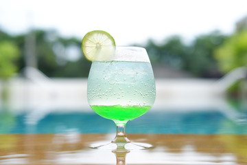 summer cocktail at swimming pool
