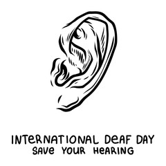 Deaf day concept background. Hand drawn illustration of deaf day vector concept background for web design
