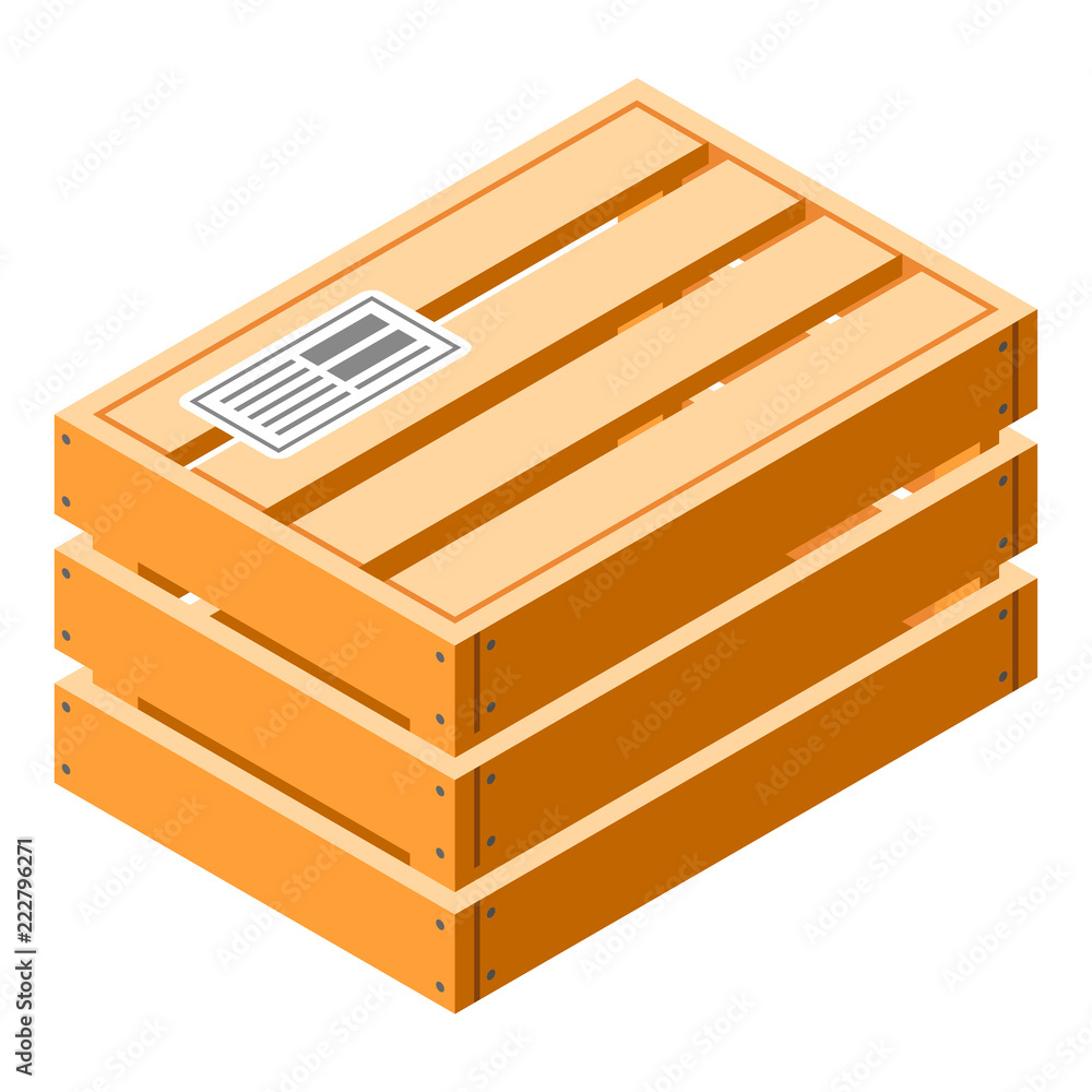 Poster closed wood crate icon. isometric of closed wood crate vector icon for web design isolated on white 