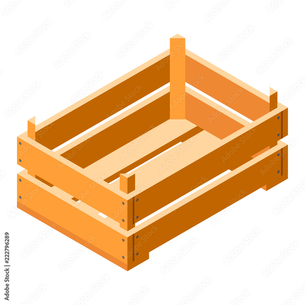 Poster crate icon. isometric of crate vector icon for web design isolated on white background