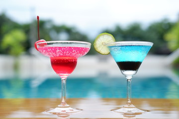 summer drinks at swimming pool