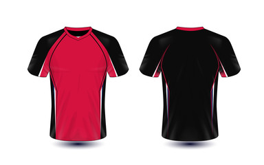 black and red layout e-sport t-shirt design template