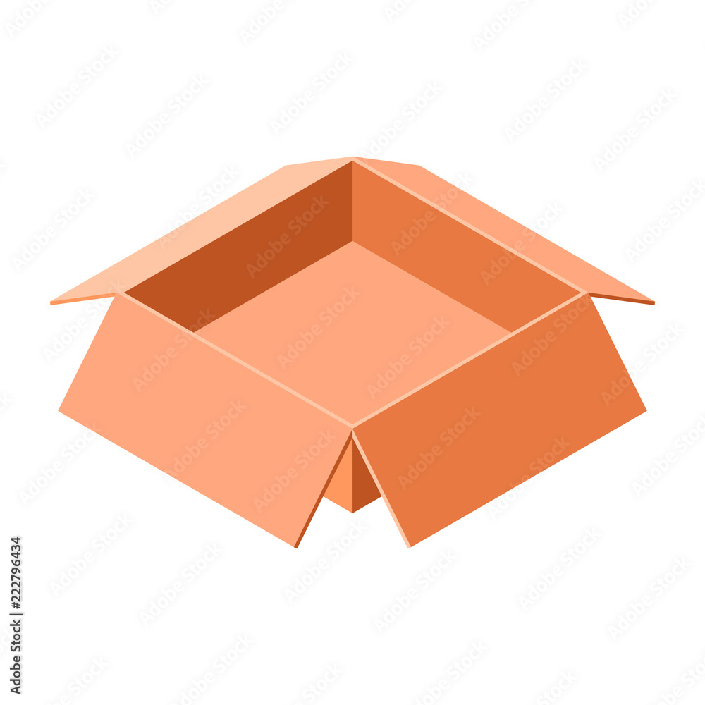 Poster open carton box icon. isometric of open carton box vector icon for web design isolated on white back