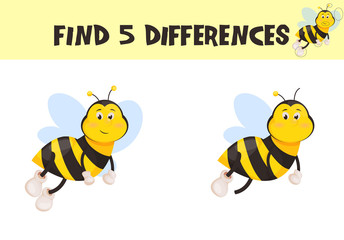 Find differences, education game for children vector ready for print worksheet illustration.