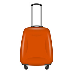 Orange travel bag icon. Realistic illustration of orange travel bag vector icon for web design isolated on white background