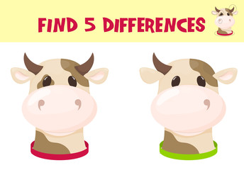 Find differences, education game for children vector ready for print worksheet illustration.