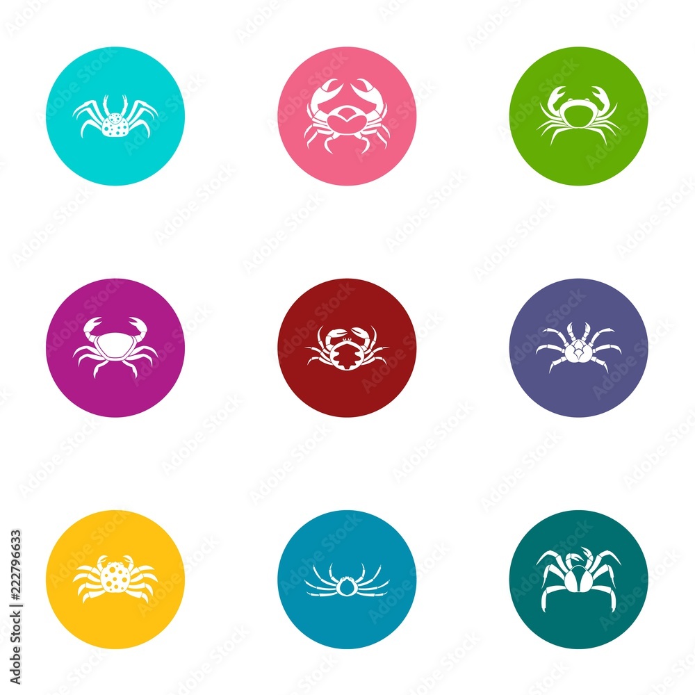 Poster crabmeat icons set. flat set of 9 crabmeat vector icons for web isolated on white background