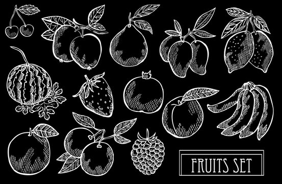 Hand drawn  fruits set