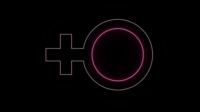 4K Neon Sideways Bishop Shape Flickering On Dark Background