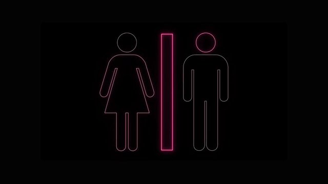 4K Neon Toilet Unisex Shape Flickering On Dark Background