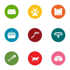 Treat the animal icons set. Flat set of 9 treat the animal vector icons for web isolated on white background