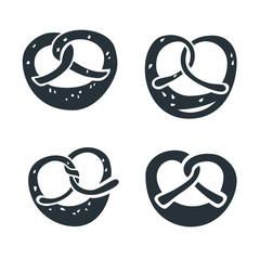 Pretzel icon set. Simple set of pretzel vector icons for web design isolated on white background