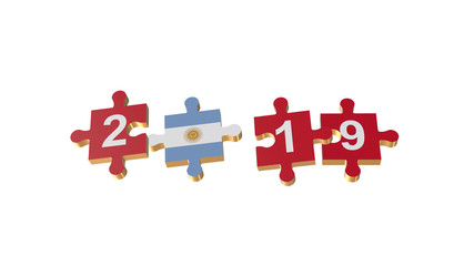 White for Puzzle to Argantina Flag for New Years 2019