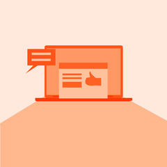 business laptop orange vector illustration for web	