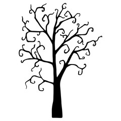 halloween tree silhouette isolated on white