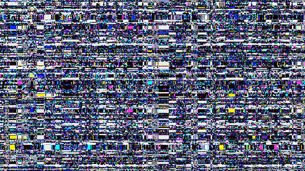 Poster glitch background. computer screen error. digital pixel noise design. hdtv no signal. video game gli