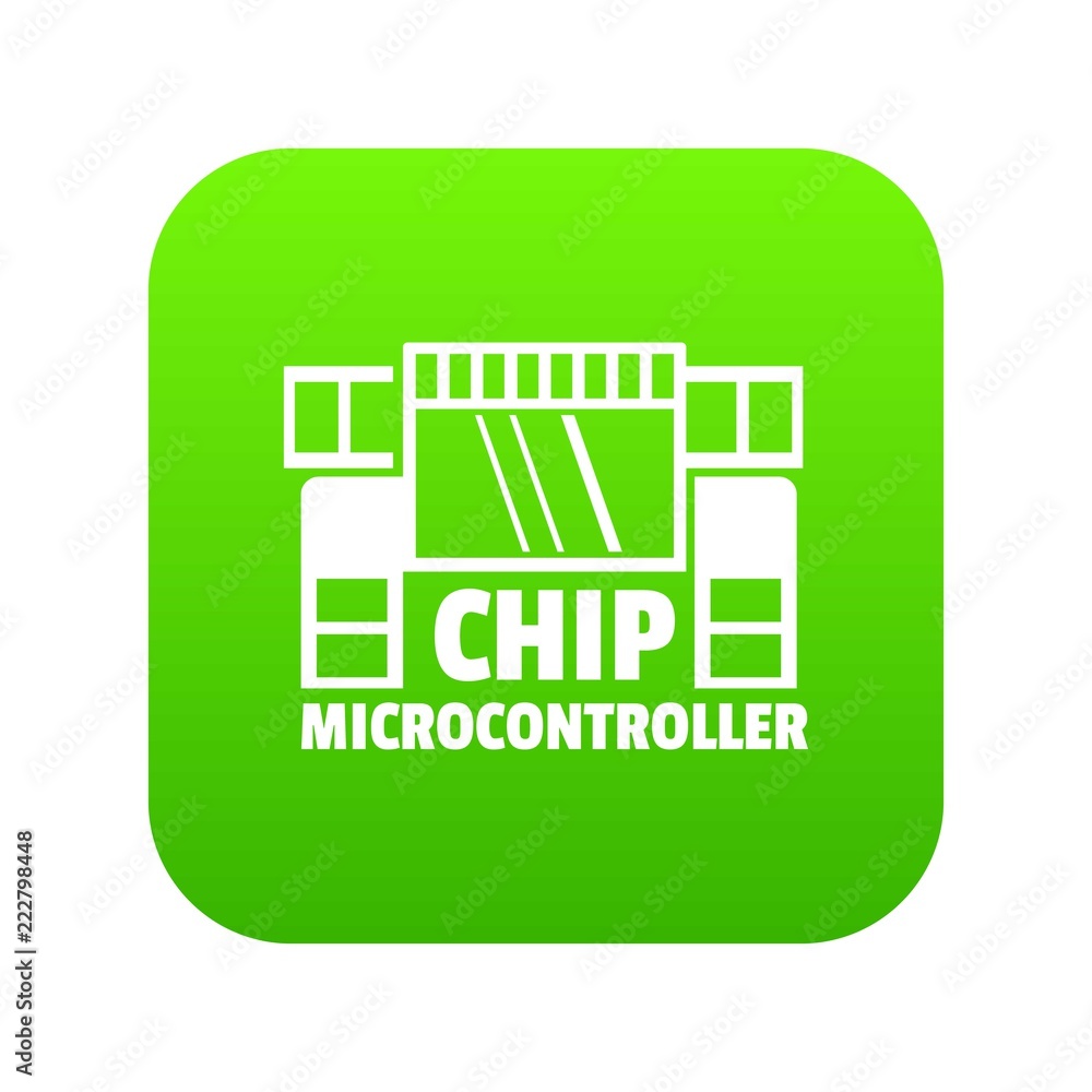 Poster chip microcontroller icon green vector isolated on white background