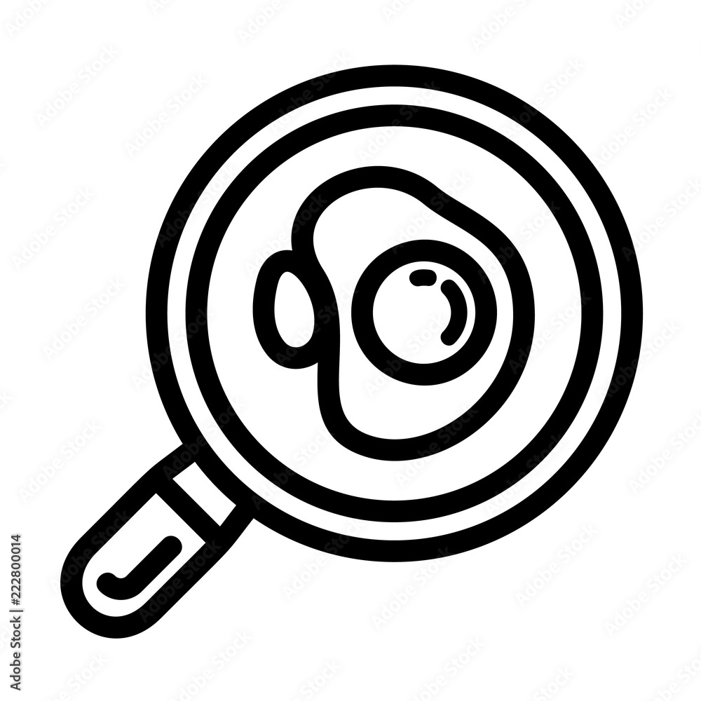 Aufkleber egg on pan icon. outline egg on pan vector icon for web design isolated on white background