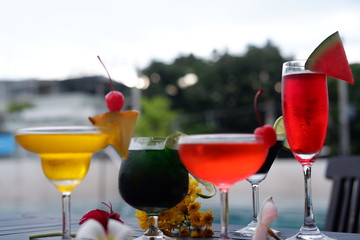 summer drinks and cocktails background