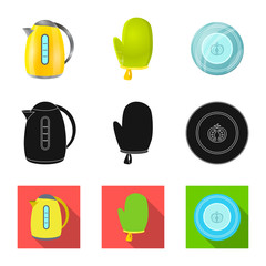 Isolated object of kitchen and cook icon. Set of kitchen and appliance stock symbol for web.