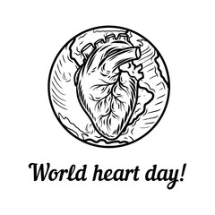 World heart day holiday concept background. Hand drawn illustration of world heart day holiday vector concept background for web design