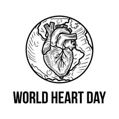 Happy medical world heart day concept background. Hand drawn illustration of happy world heart day vector concept background for web design