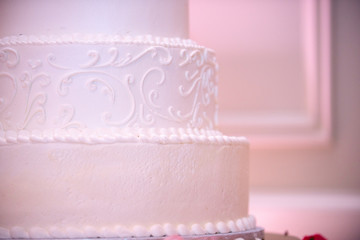 3 tier white icing cake