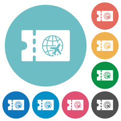 World travel discount coupon flat round icons