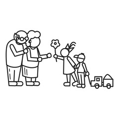 Old person nephew concept background. Outline old person nephew vector concept background for web design isolated on white background