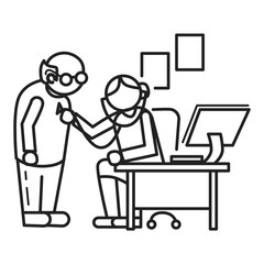 Old person at doctor concept background. Outline old person at doctor vector concept background for web design isolated on white background