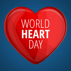 World red heart day concept banner. Cartoon illustration of world red heart day vector concept banner for web design
