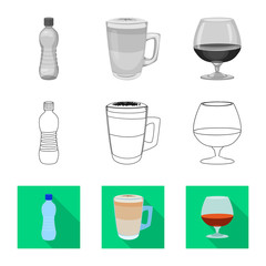 Vector design of drink and bar logo. Set of drink and party stock symbol for web.