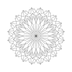vector black and white circular round acute simple mandala - adult coloring book page