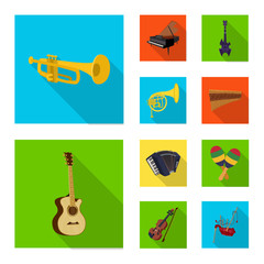 Vector illustration of music and tune sign. Set of music and tool vector icon for stock.