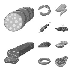 Vector design of meat and ham symbol. Collection of meat and cooking stock symbol for web.