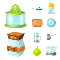 Vector design of kitchen and cook icon. Set of kitchen and appliance stock vector illustration.