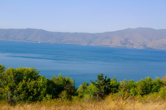Panoramic view of Lake Sevan, Armenia
